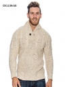 Men's Cream Cable-Knit Shawl-Collar Sweater – L.A - Fotografía original