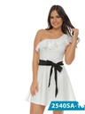 Vestido Corto Campana de un Hombro con Volante Blanco para Mujer 2540SA-16