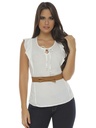 Women's White Sleeveless with Belt Blouse 2724-16SA