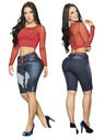 Short Bermuda de Mezclilla Rasgada Lavado Medio para Mujer 12501AZ