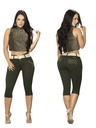 Jeans Capri Levantacola Verde Oliva para Mujer 12595T