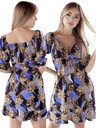 Women's Blue & Gold Print Off-Shoulder Mini Dress 905048-2