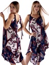 Women's Burgundy Floral Sleeveless Asymmetric Hem Dress 927113-11