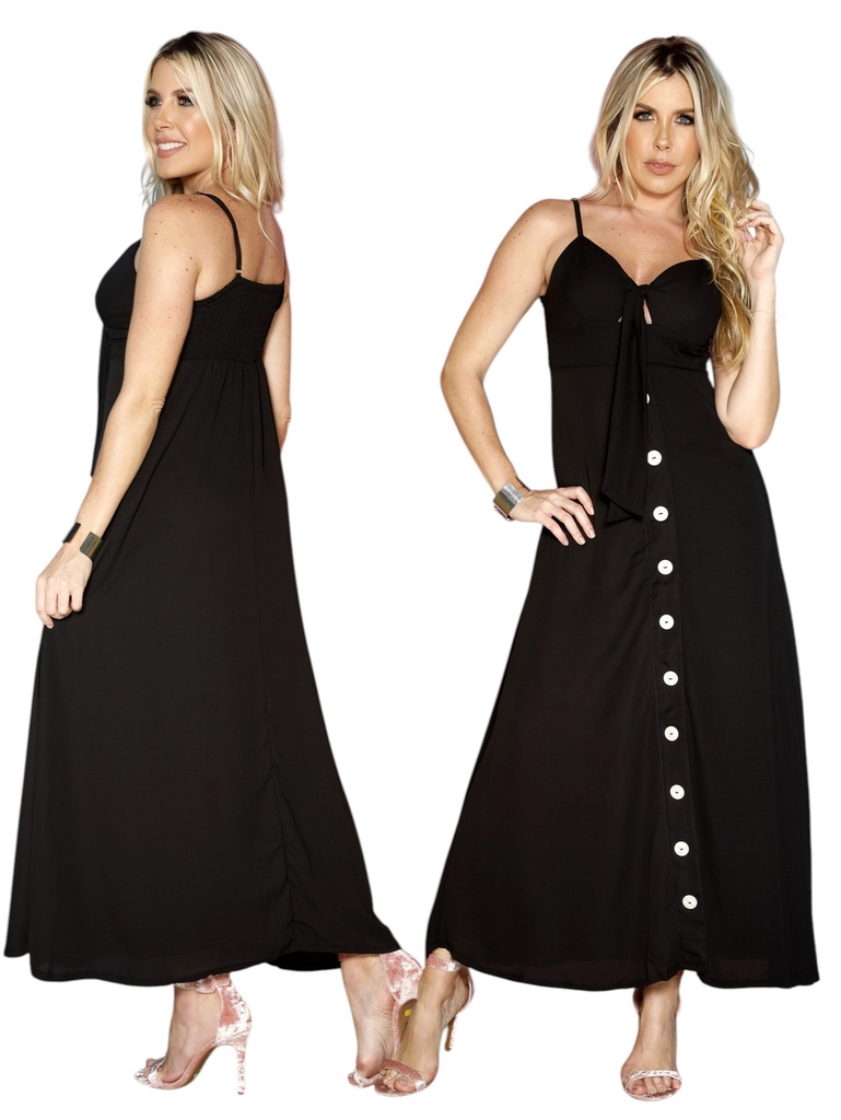 [2668055882M] Vestido Largo con Botones Negro para Mujer 805580-2