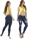 Jeans Levantacola Ajustados Lavado Azul Marino Oscuro para Mujer 700269