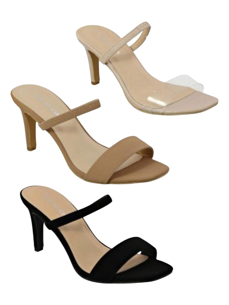[200EASONN7.5] Tacones Mula Destalonada de Tacón Grueso Nude para Mujer Easonn