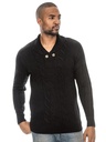 Suéter para Hombre Negro de Punto Trenzado con Cuello Chal – L.A