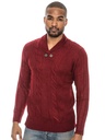Suéter para Hombre Vinotinto de Punto Trenzado con Cuello Chal – L.A