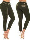 Jeans Levantacola Ajustados Verde Oliva para Mujer 902309