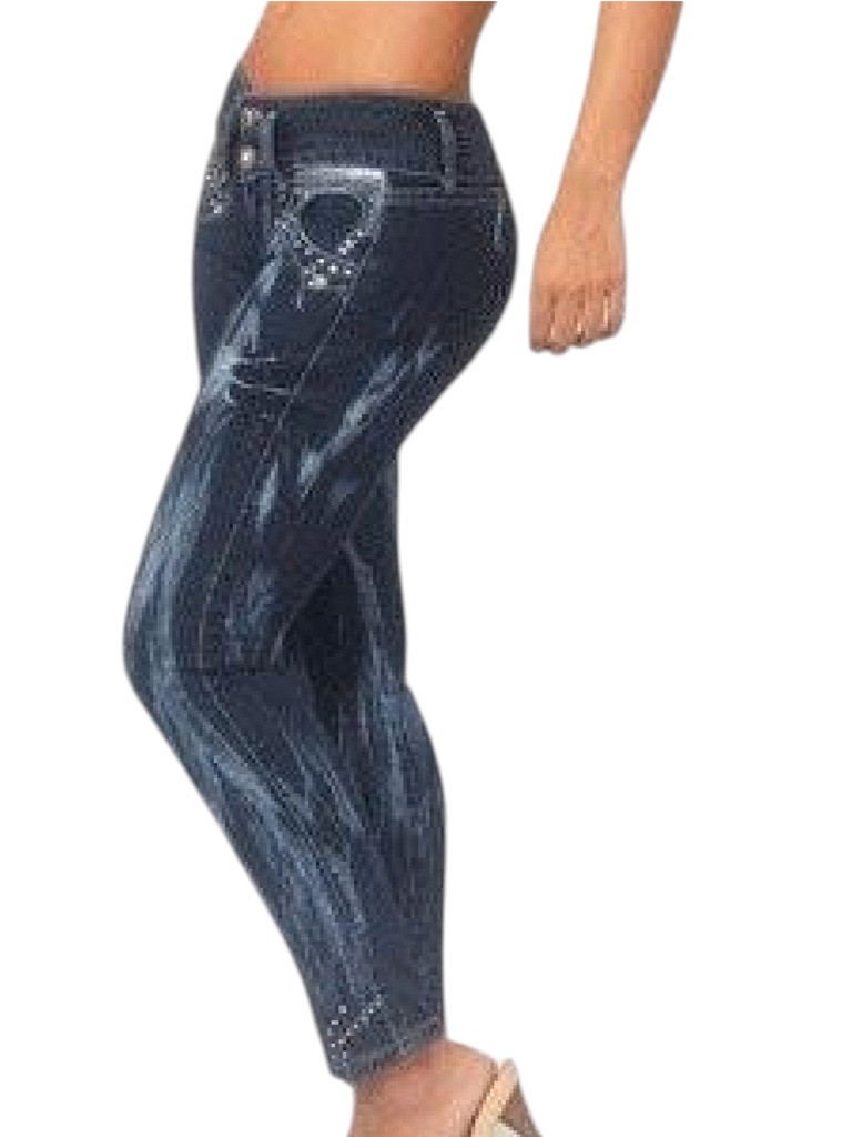 Jeans Levantacola Ajustados Lavado Ácido Oscuro para Mujer 102711303