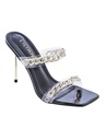 Women's Clear & Silver Chain Stiletto Slide Heels Vita-3