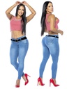 Jeans Levantacola Ajustados Lavado Claro para Mujer 8008