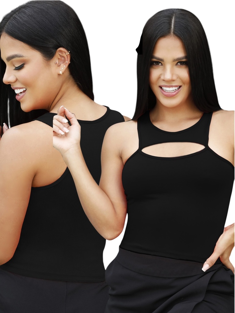 Top con Abertura Negro para Mujer 672-2