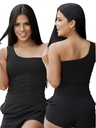 Top Un Hombro Negro para Mujer 676-2