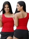 Top Un Hombro Rojo para Mujer 676-3