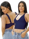 Crop Top con Espalda de Volantes Azul Marino para Mujer 689-11