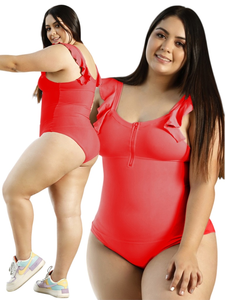 [2686993] Body Hombros con Volantes y Cierre Rojo para Mujer 699-3