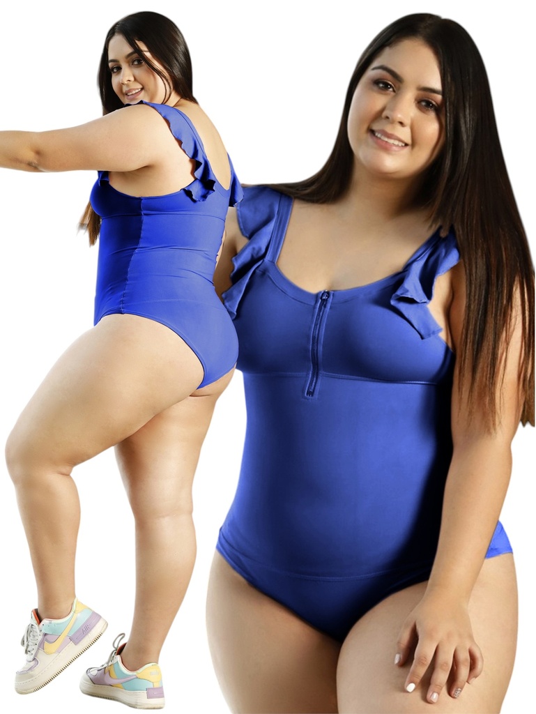 [26869911] Body Hombros con Volantes y Cierre Azul Rey para Mujer 699-11