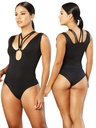 Body Escote con Tiras Negro para Mujer 703-2