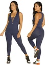Enterizo Frente con Cordones Ajustado Azul Marino para Mujer 716-11