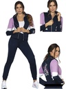 Conjunto Deportivo Sudadera con Cierre y Jogger Azul Marino y Lila para Mujer 4770