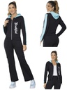 Conjunto Deportivo Sudadera con Cierre y Pantalón Campana Negro y Azul Claro para Mujer 4886