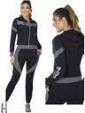 Conjunto Deportivo Sudadera con Cierre y Jogger Negro y Gris para Mujer 4887