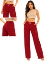 Women's Red Cargo Wide Leg Pants 60418-RS