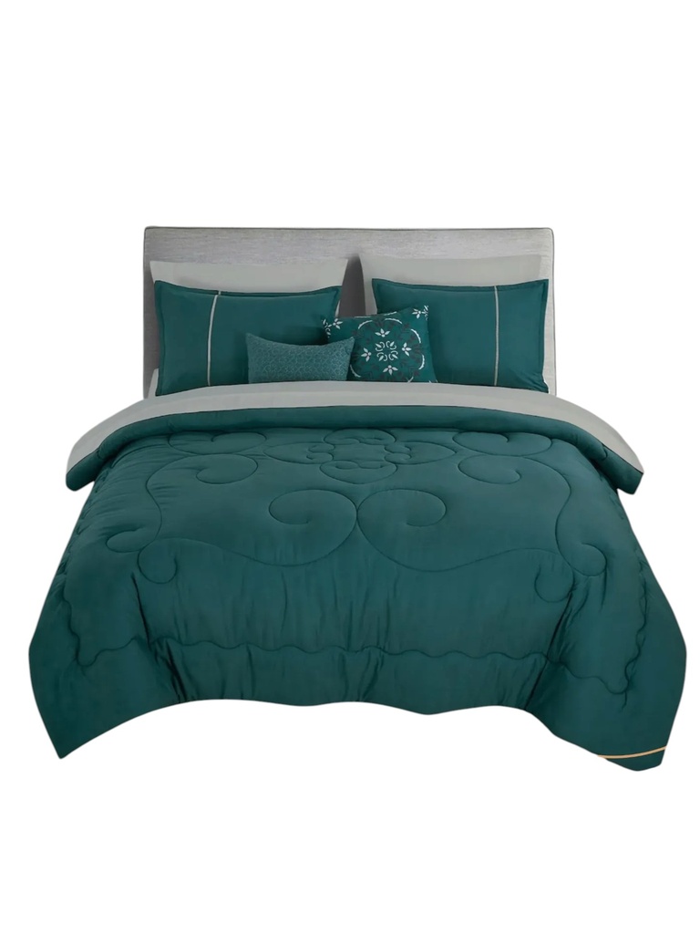 [38722871Q] Juego de Cobertor Queen 6 Piezas Verde Esmeralda para Mujer 22871Q