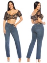 Jeans Corte Recto Gris Azulado para Mujer 7499