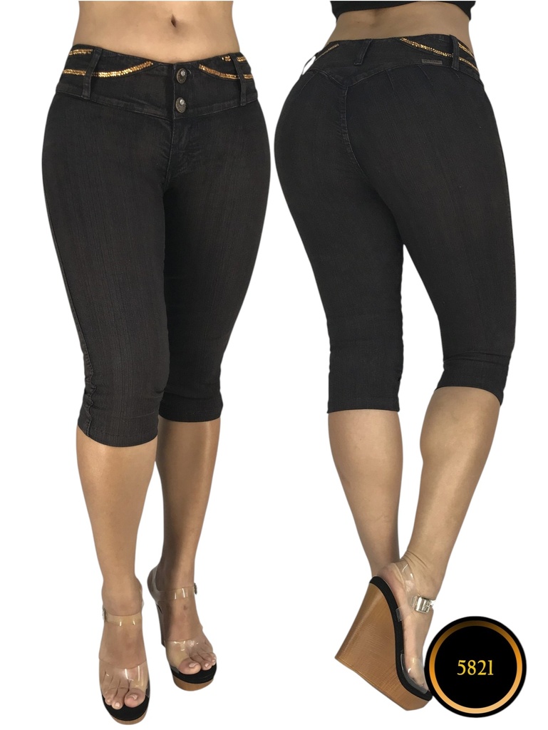 Jeans Capri Levantacola Negro para Mujer 000101582105