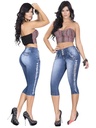 Jeans Capri Detalle Lateral Levantacola Lavado Medio para Mujer 9713T