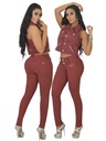 Women's Burgundy Vest & Pants Two-Piece Set 9244