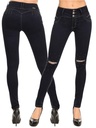Jeans Levantacola Rotos en Rodilla Ajustados Negro para Mujer 2861
