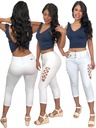 Jeans Capri Detalle de Cordones Laterales Blanco para Mujer DJ-3786