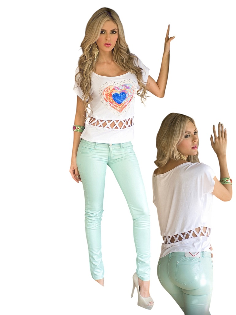 Pantalón Ajustados Elásticos Verde Menta para Mujer 6545