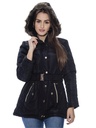 Chaqueta Acolchada con Cinturón y Capucha Negro para Mujer L-02-N