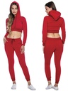 Women's Red Cropped Hoodie & Joggers Activewear Set Lima-12 Red