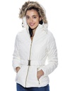 Chaqueta Acolchada con Capucha de Pelo Blanca para Mujer LK-16001-B