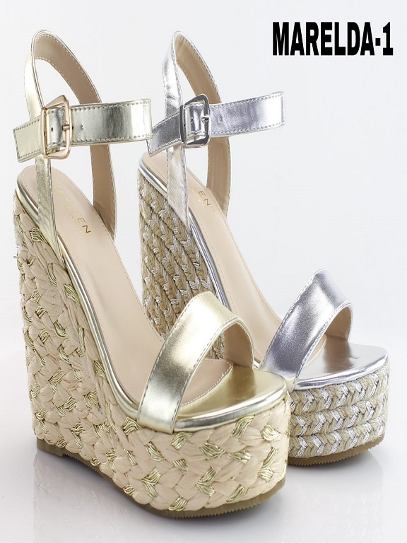 [200marelda215] Women's Metallic Gold & Silver Espadrille Platform Wedges Marelda-1 (5)