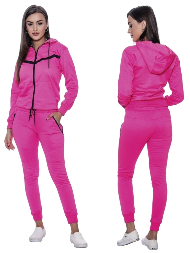 Conjunto Deportivo Sudadera con Cierre y Jogger Rosa Intenso para Mujer Techno-7772-24-2