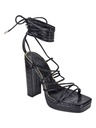 Women's Black Strappy Lace-Up Platform Block Heel Sandals Ashlee-4 Black