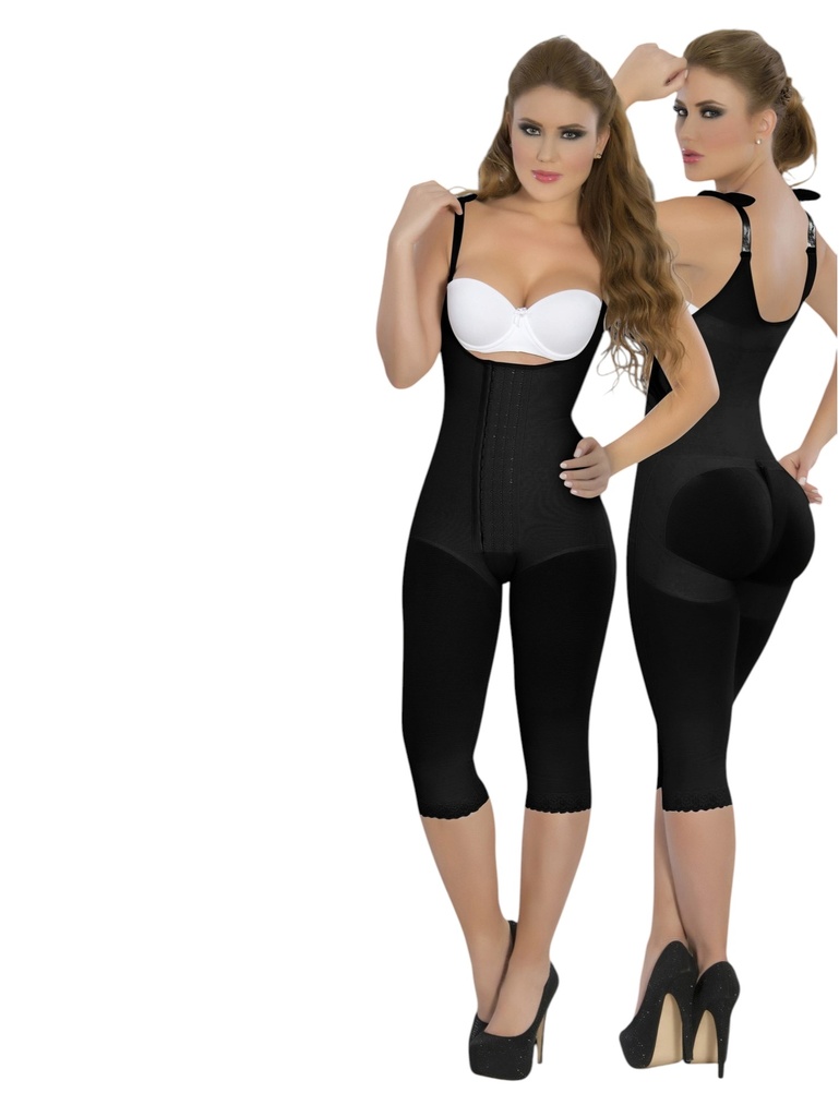 [1106011XXXL01] Faja Moldeadora Faja Postquirúrgica Hasta la Rodilla Negro para Mujer 6011-01