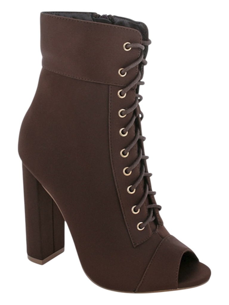 [210VANGUARD1BR9] Botines Punta Abierta con Cordones y Tacón Grueso Café para Mujer Vanguard-1 Brown (9)