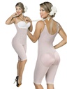 Faja Postquirúrgica Colombiana Beige a la Rodilla con Busto Abierto y Levantacola 303-01
