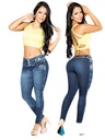 Jeans Levantacola Ajustados Lavado Oscuro para Mujer 11647AZ