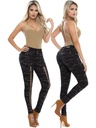 Jeans Levantacola Ajustados Estampado Metálico Negro para Mujer 774-S