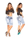 Short Bermuda de Mezclilla con Parches Lavado Claro para Mujer 9533-SP