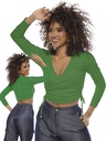 Crop Top Cruzado Manga Larga Verde para Mujer 5395-8