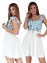 Women's Blue Floral & White Floral Top Skater Mini Dress 8078-16
